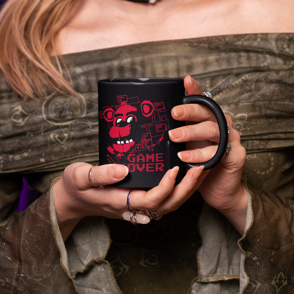 FNAF Game Over Horror Ceramic Coffee Mug - 11oz & 15oz Spooky Gaming Design