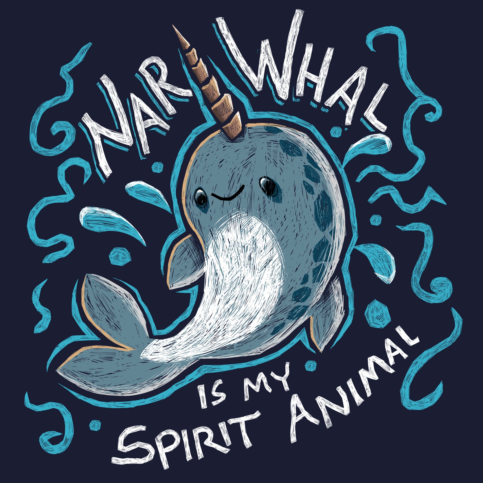 Narwhal Spirit Animal Kids T-Shirt - Cute Ocean Creature Youth Tee