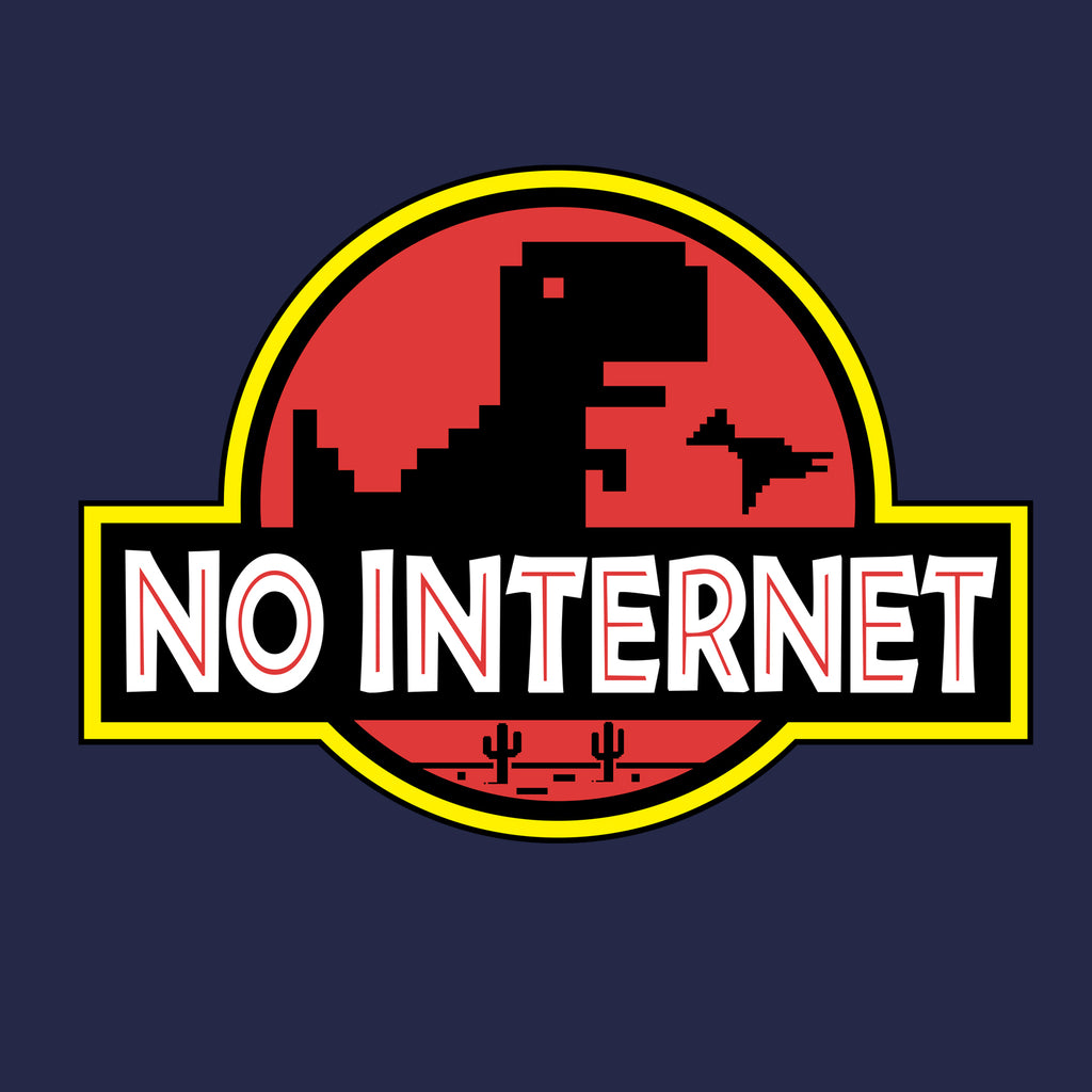 No Internet Dinosaur Game Prehistoric Park Unisex T-Shirt - Retro Gaming Design
