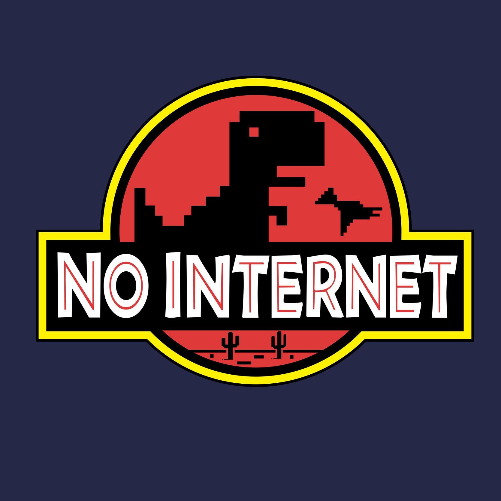 No Internet Dinosaur Game Prehistoric Park Unisex T-Shirt - Retro Gaming Design