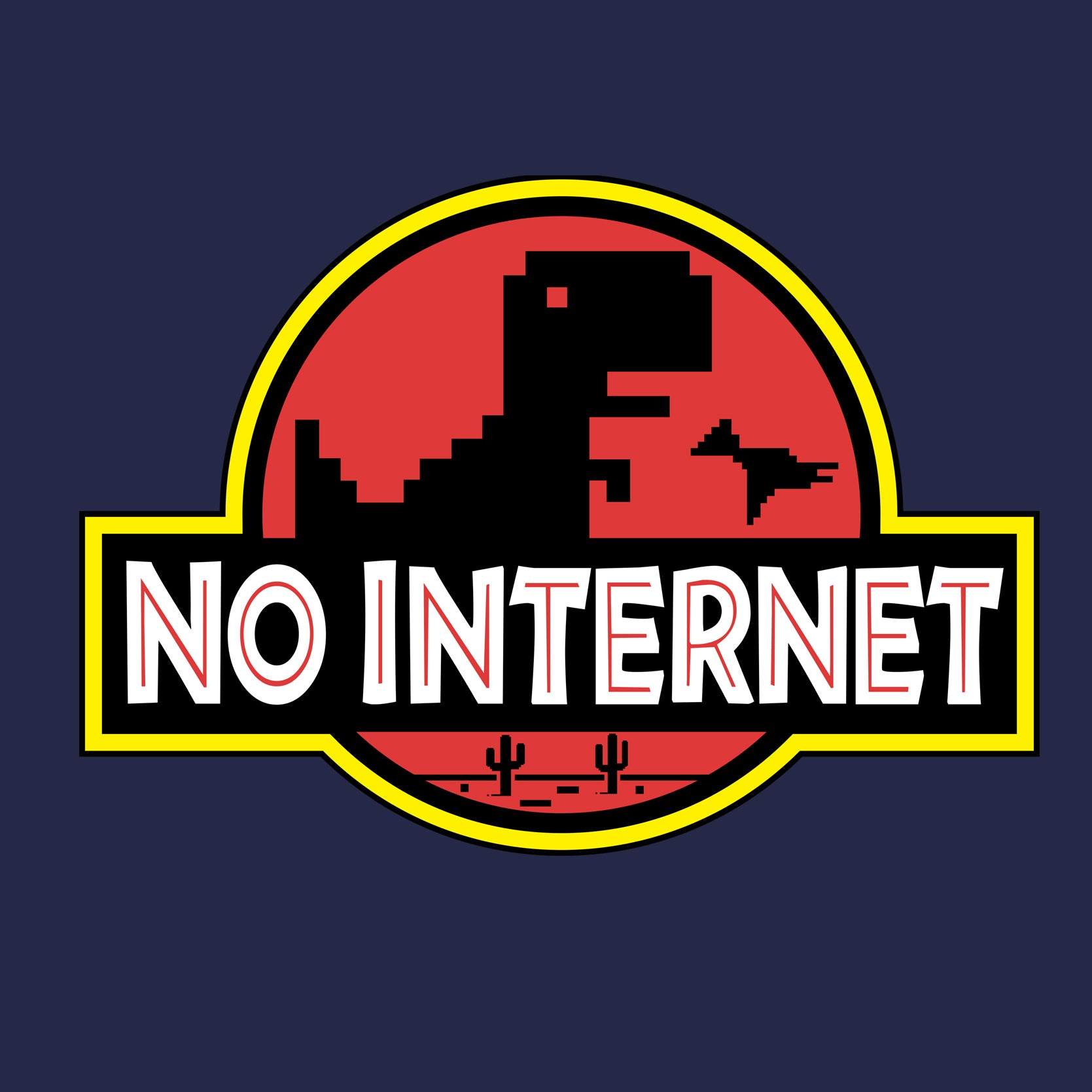 No Internet Jurassic Park Kids T-Shirt - Google Dinosaur Game