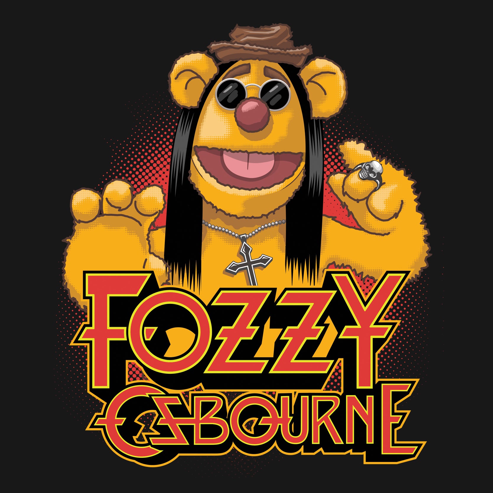 Cute Puppet Bear Rocker Unisex T-Shirt - Metal Musician Mashup Design