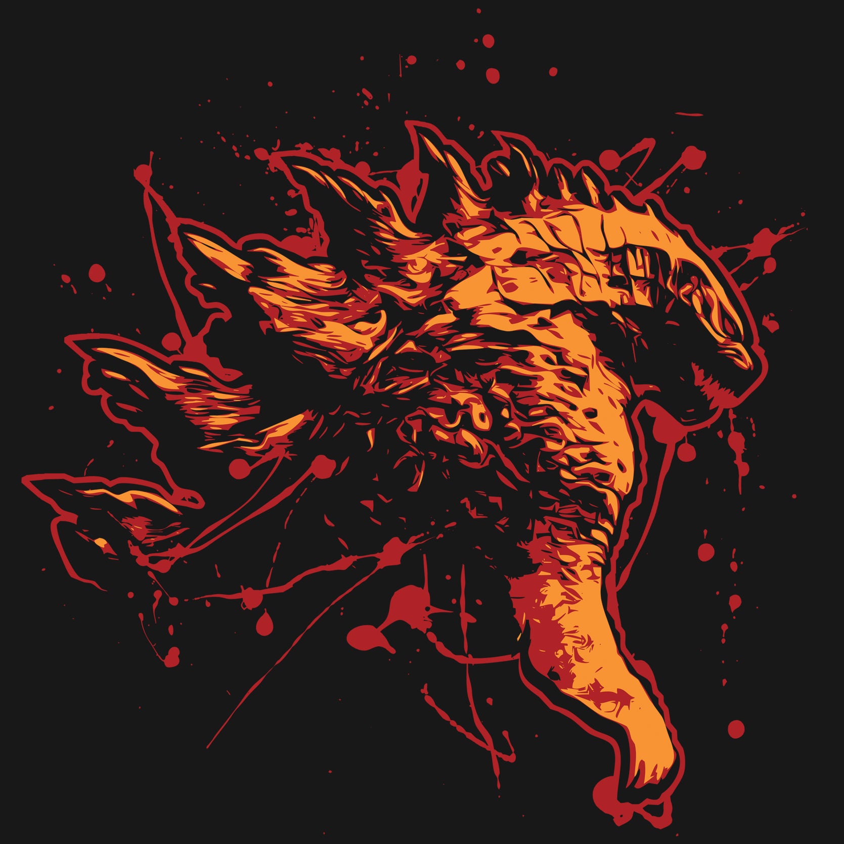 Japanese Kaiju Paint Spatter Unisex T-Shirt -  Monster Art Tee