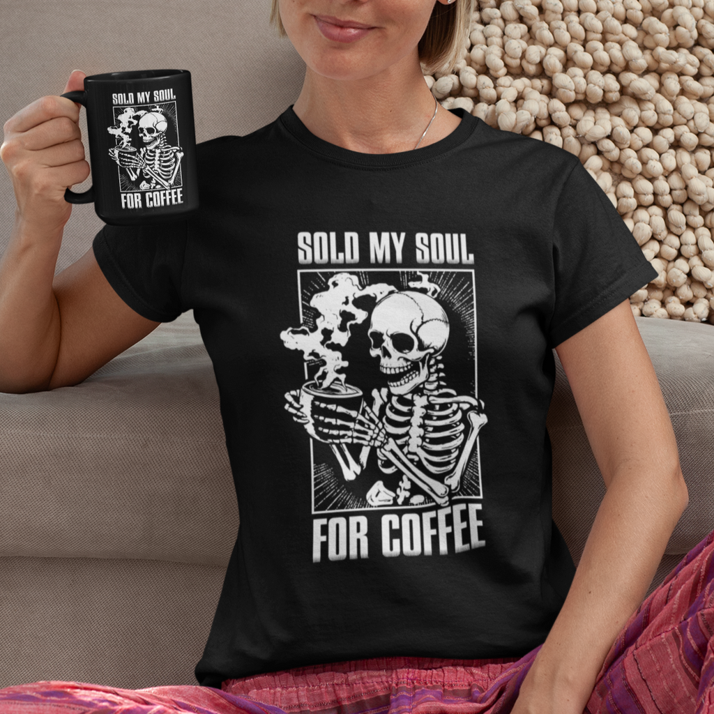 I Sold My Soul for Coffee Women's T-Shirt - Skeleton Relaxed Fit