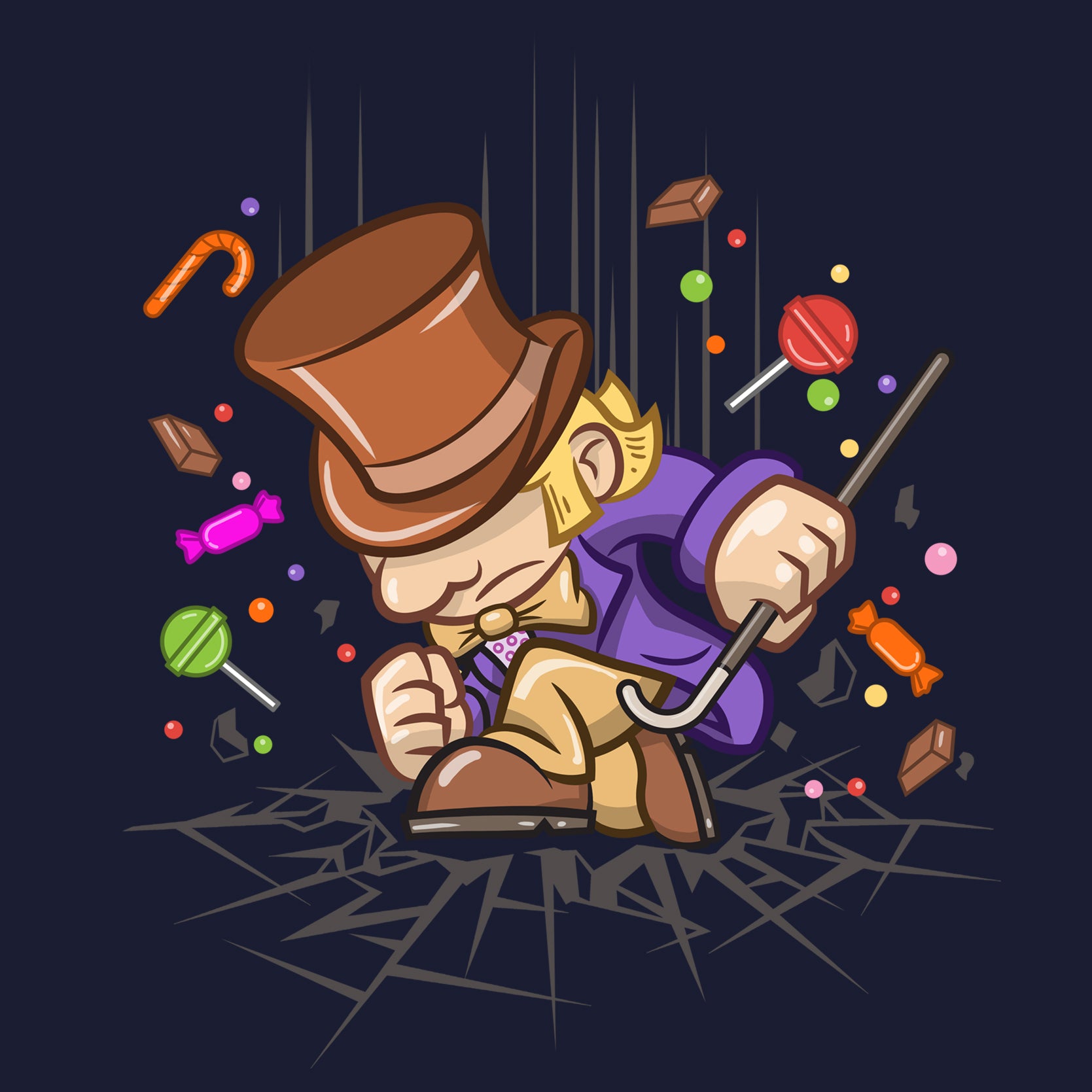 Chocolate Factory Hero Landing Kids T-Shirt - Superhero Pose Design