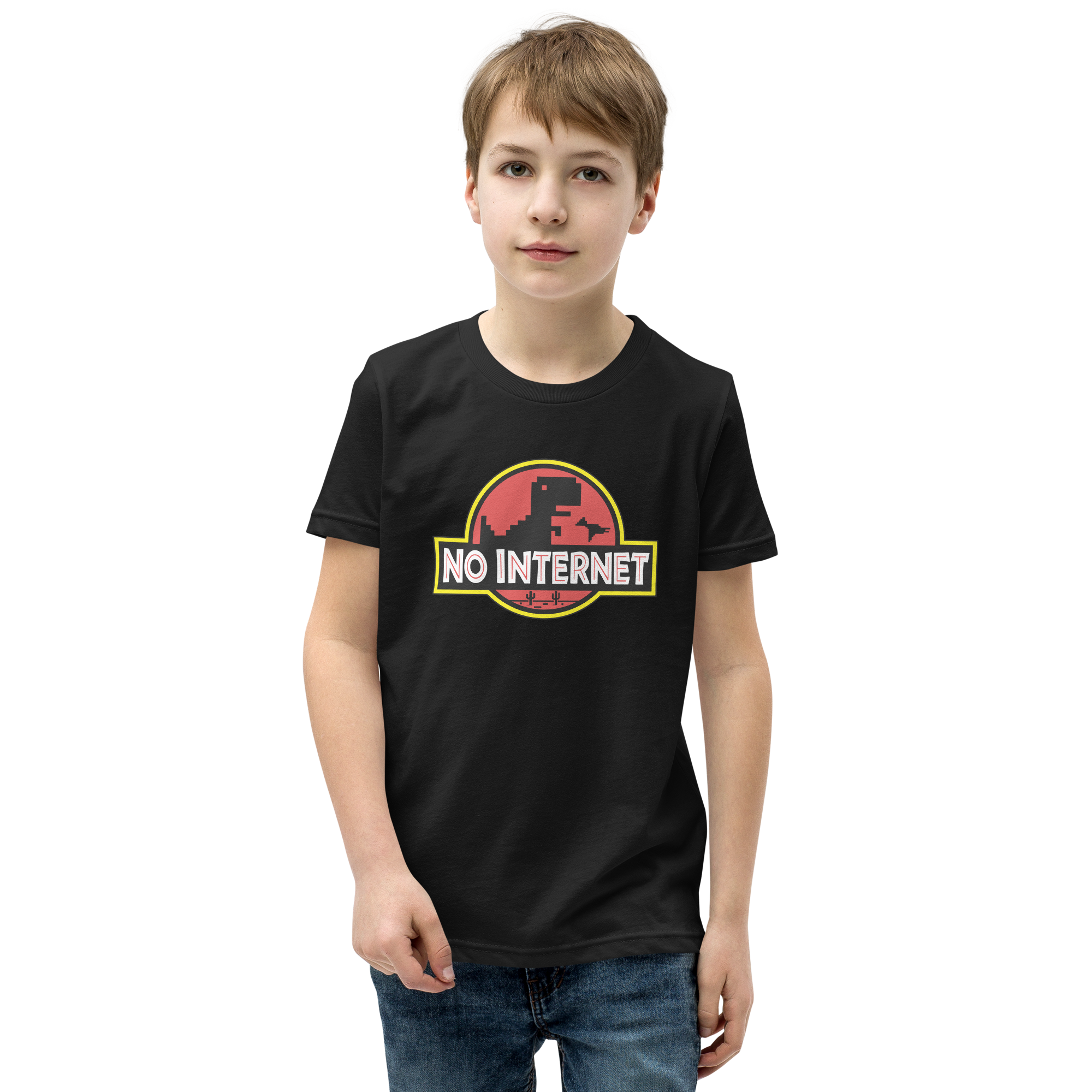 No Internet Jurassic Park Kids T-Shirt - Google Dinosaur Game